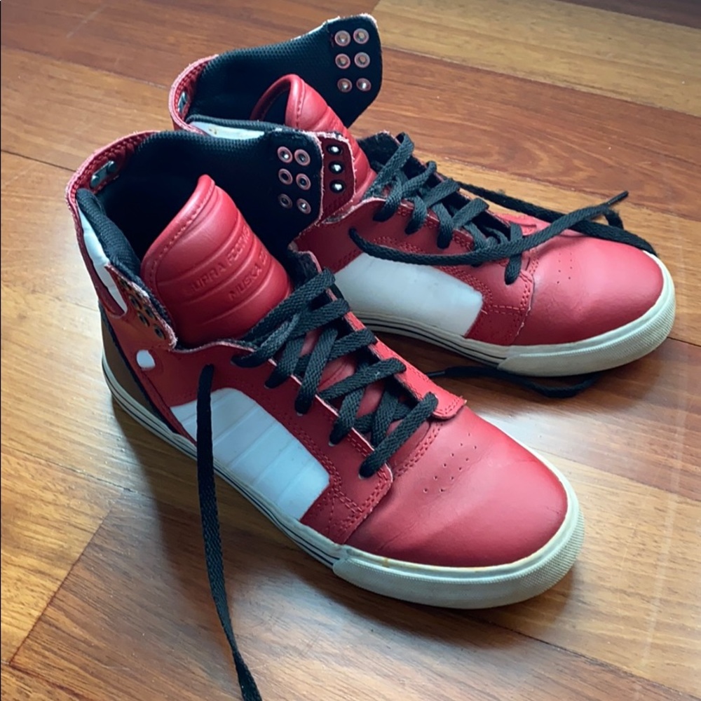 Supra sneakers red black and white